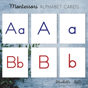 Tarjetas del alfabeto Montessori para imprimir. Descarga digital de tarjetas didácticas con letras.