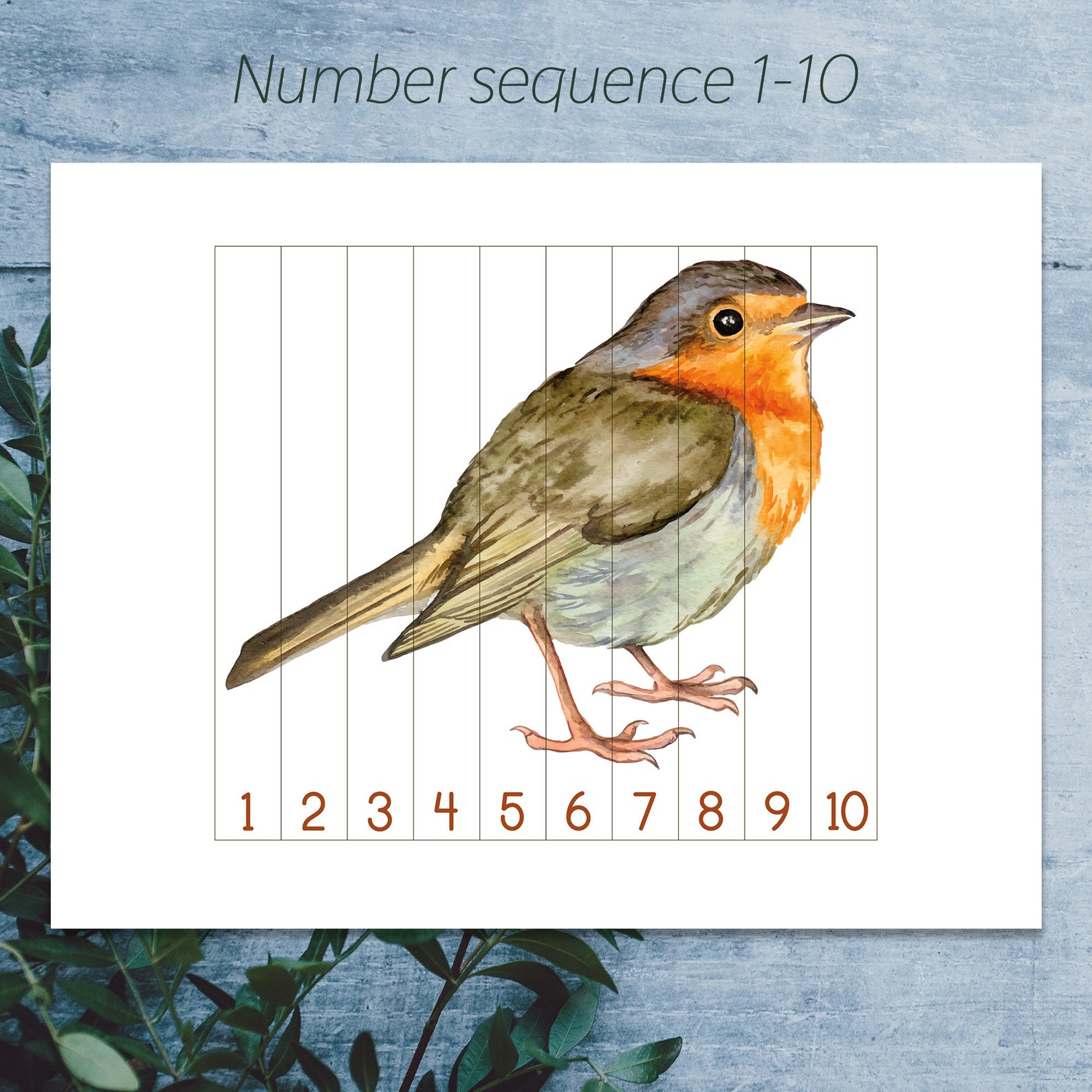 bird preschool printable number sequence puzzles 1 10 etsy