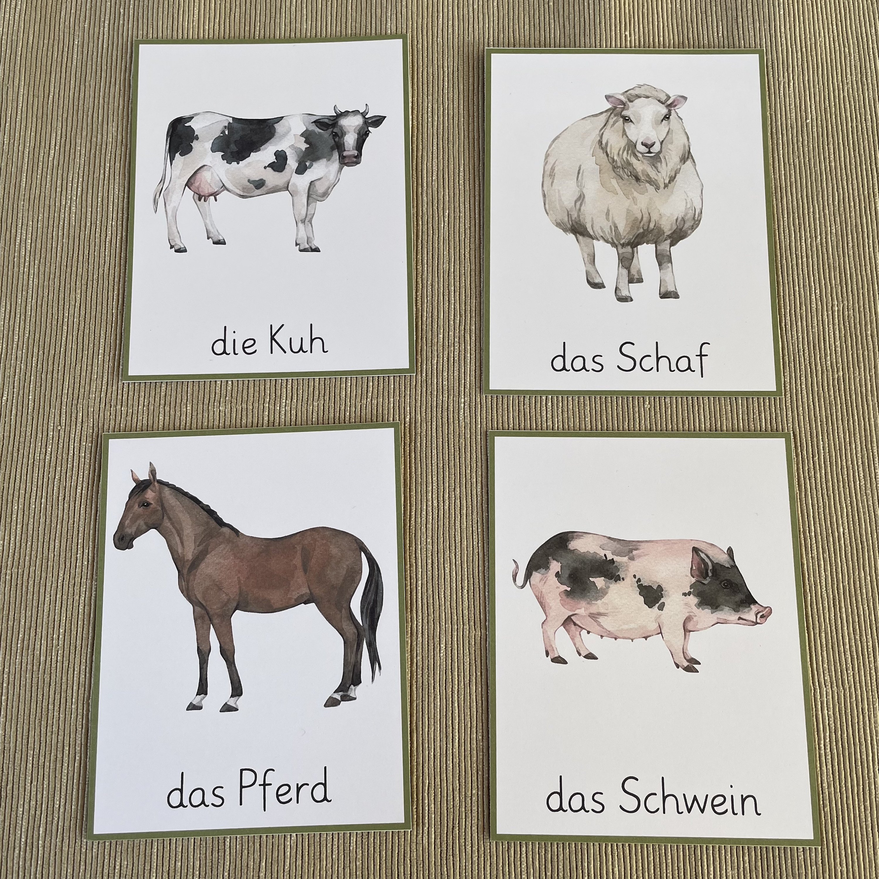 Bauernhoftiere Bildkarten. Lernkarten Deutsche Sprache Für Kleinkinder
