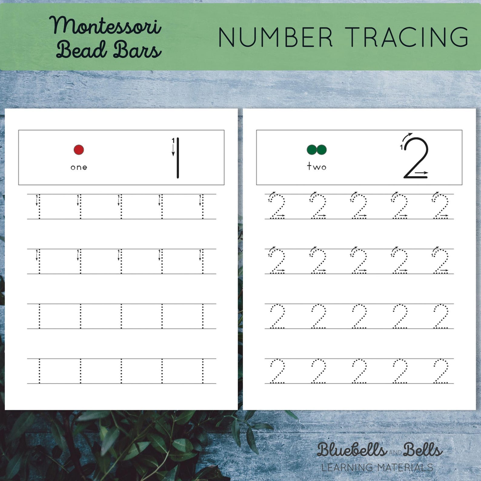 Montessori Bead Stair Number Tracing Worksheets. Kindergarten ...