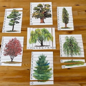 Trees Preschool Printable Puzzle Number Sequence 1-10. Kindergarten ...