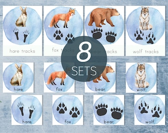 Winter Woodland Animal Tracks Flashcards. Montessori Winter - Etsy Canada