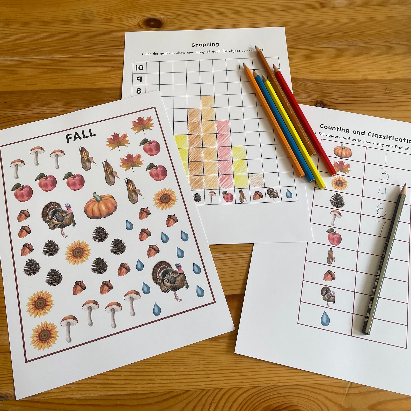 Preschool Graph Math Fall Preschool Printable Graphing Worksheets. Montessori Math Activity ...