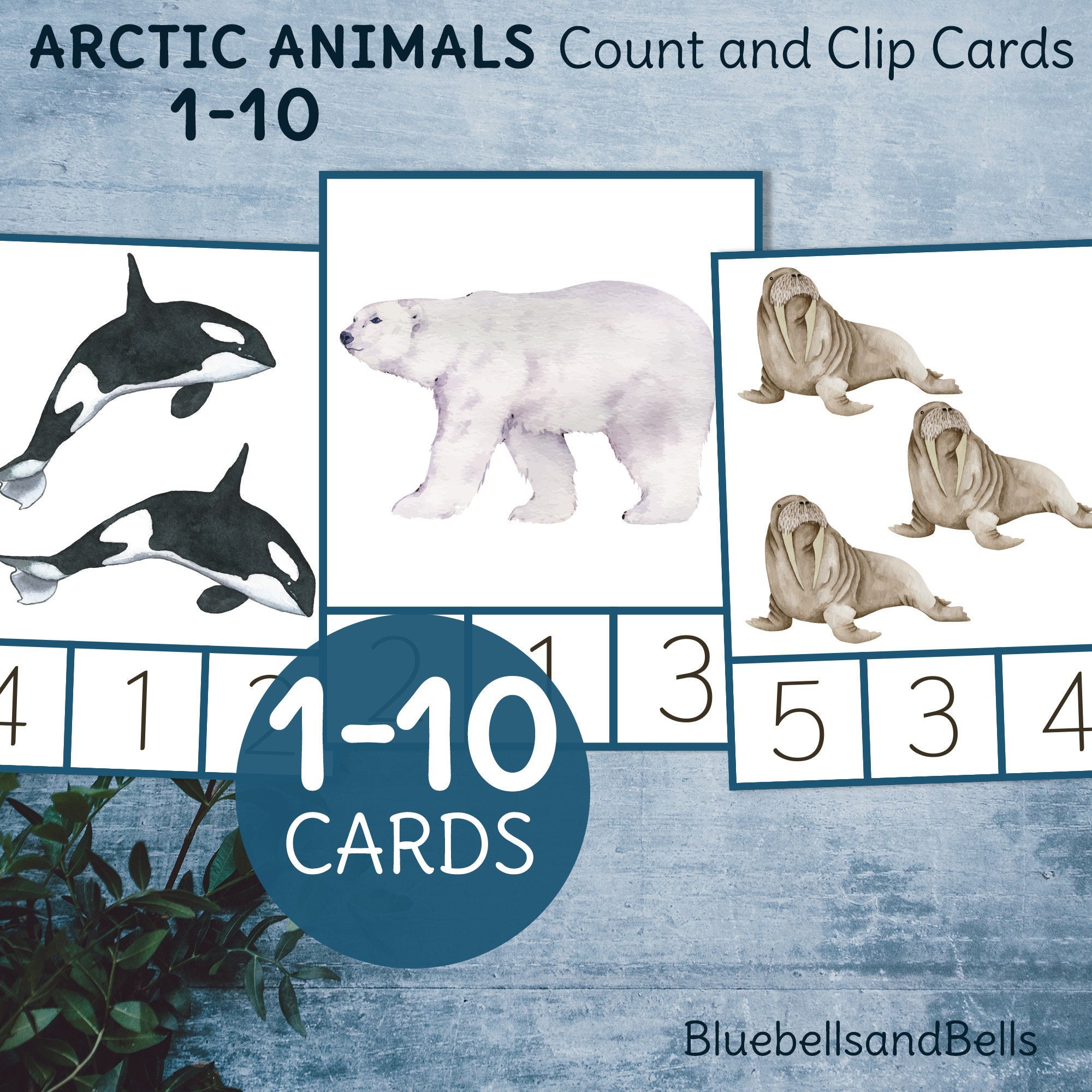 Arctic Animals Count and Clip Cards 1-10. Winter Preschool - Etsy