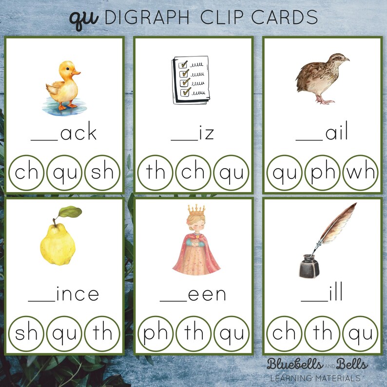 Digraph Clip Cards. - Etsy