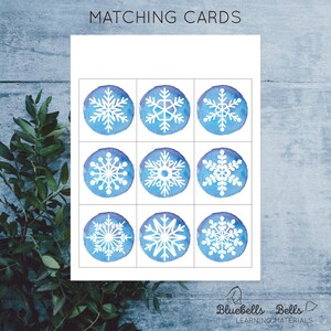 Snowflake shadow matching cards. Montessori winter printable. image 5