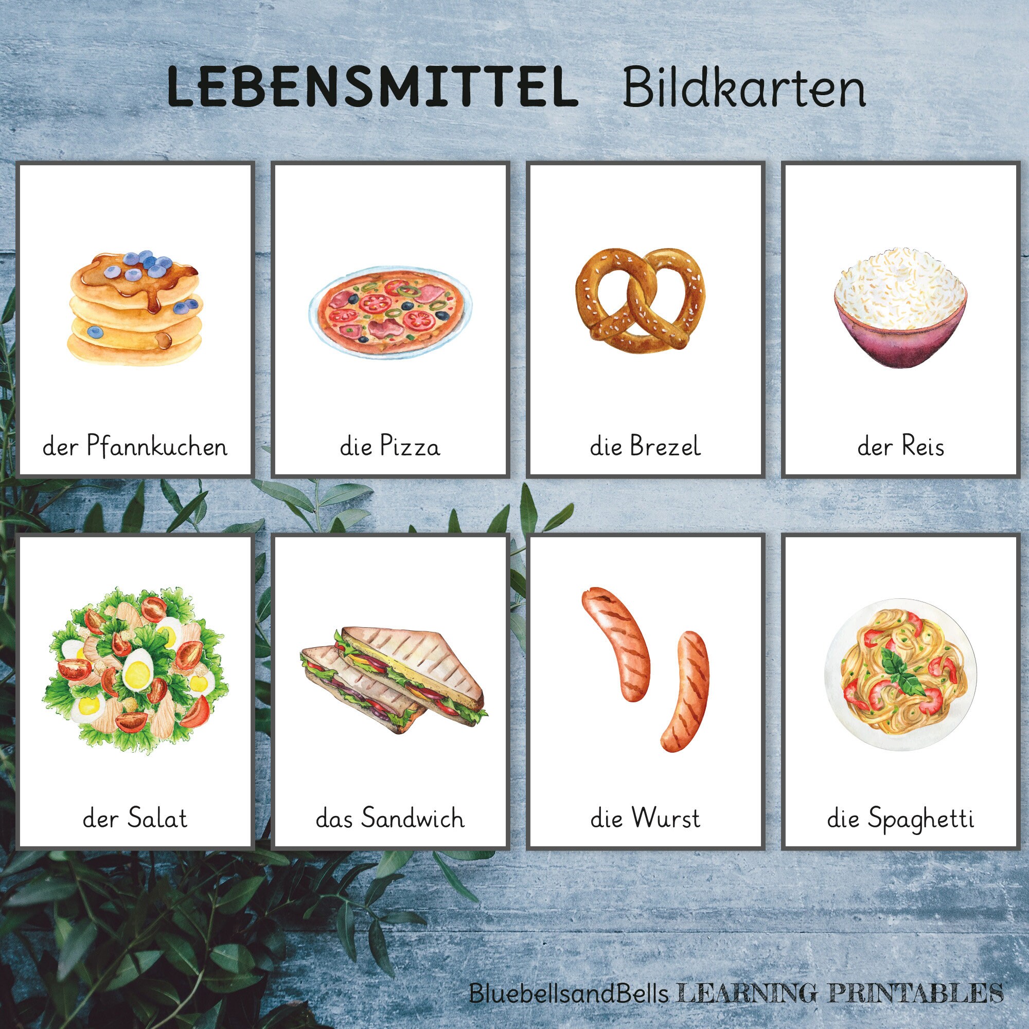 Lebensmittel Bildkarten. Wortschatz Deutsche Sprache Lernkarten. - Etsy