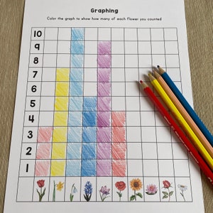 Graphing Printable Flowers. Preschool and Kindergarten Math Activity ...