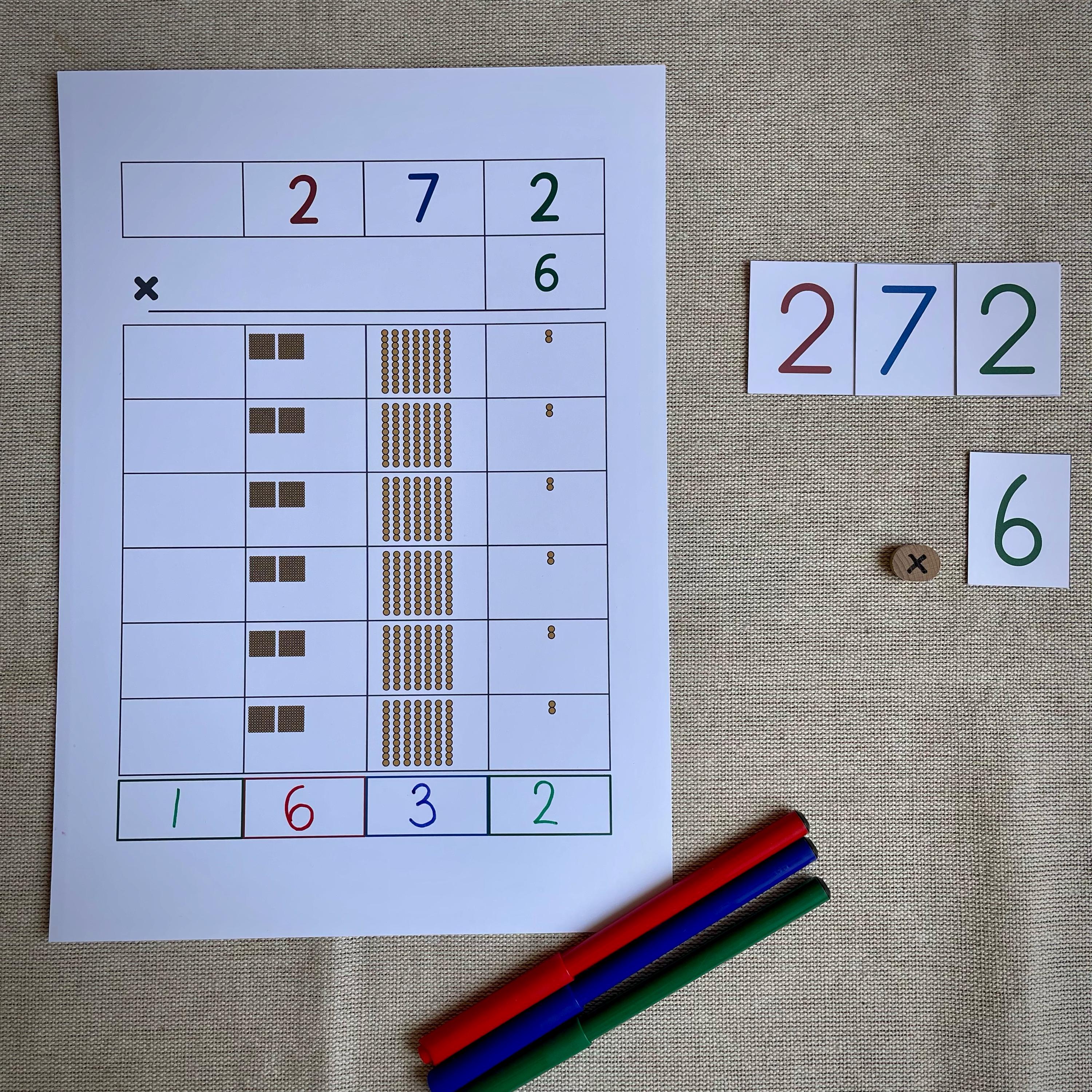 Montessori Golden Beads Multiplication Printable Task Cards. - Etsy