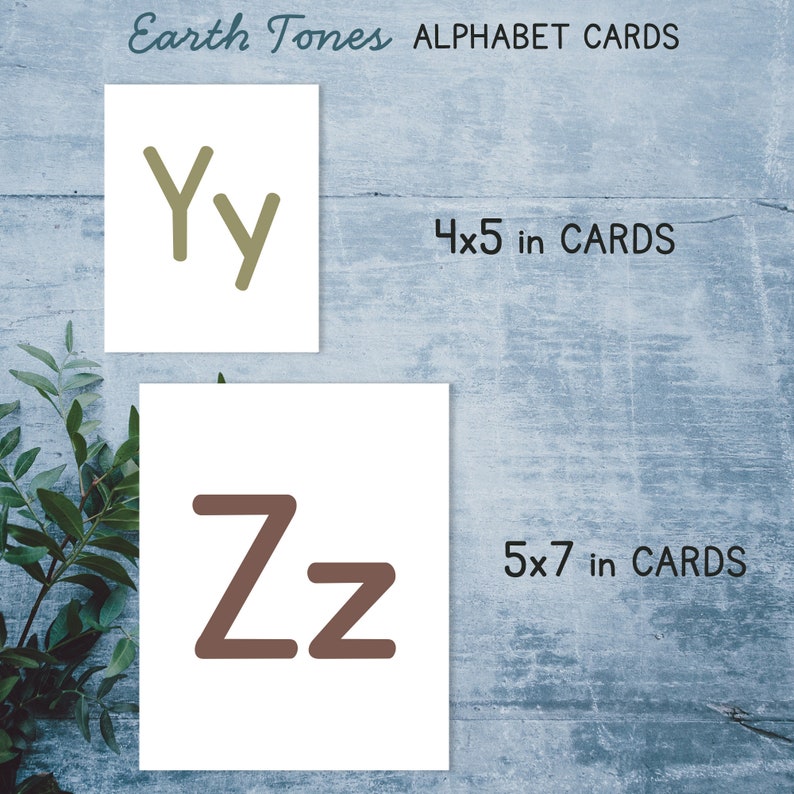 Earth Tones Alphabet Cards. Calming Nature Colors Letter Posters. - Etsy
