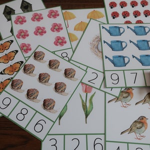 Spring Count and Clip Cards 1-10. Montessori Preschool Math Printable ...
