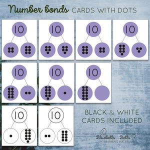 Number bonds flash cards and task cards. Math printable for kindergarten and 1st grade. image 6