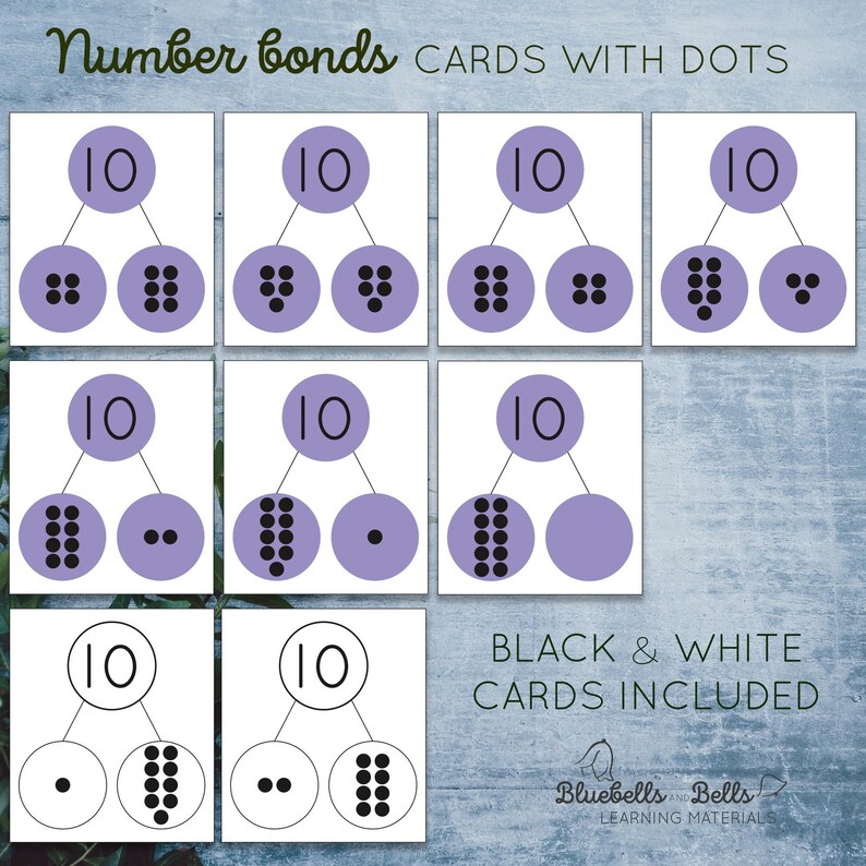 Number bonds flash cards and task cards. Math printable for kindergarten and 1st grade. image 6