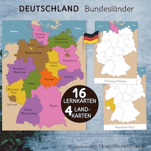 Deutschland Bundesländer Montessori Karten.
