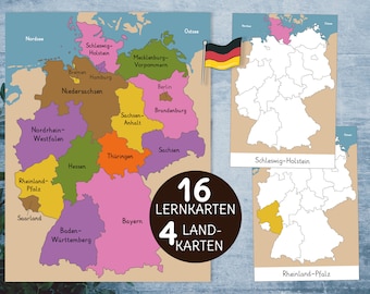 Deutschland Bundesländer Montessori Karten.