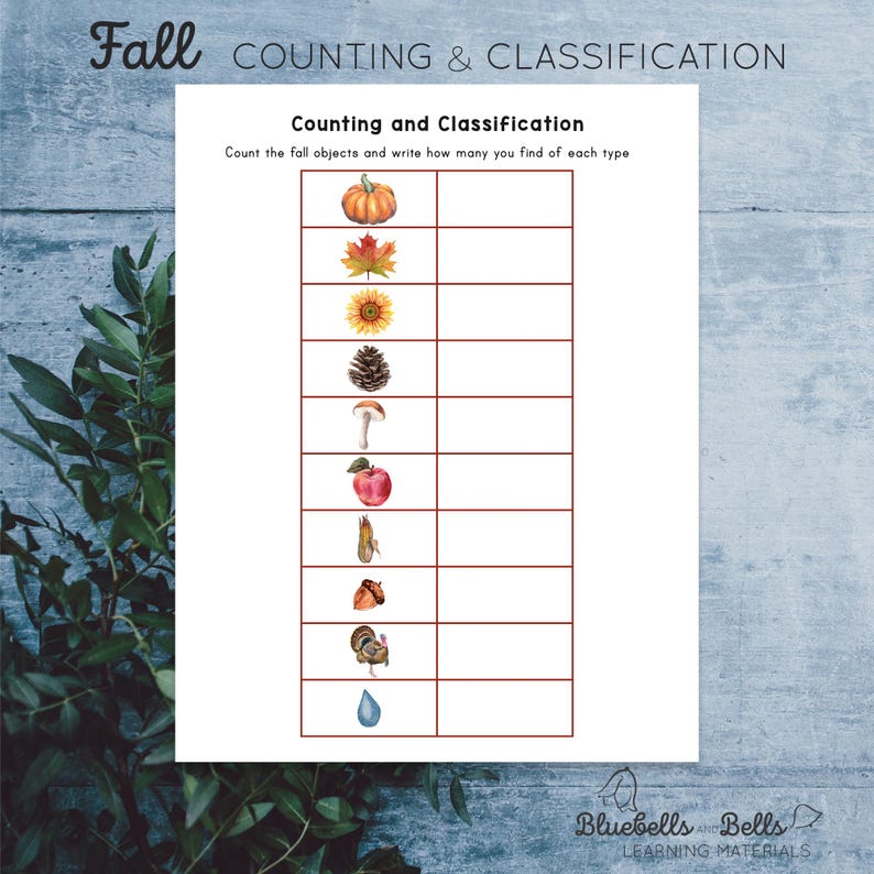 Fall Preschool Printable Graphing Worksheets. Montessori Math Activity ...