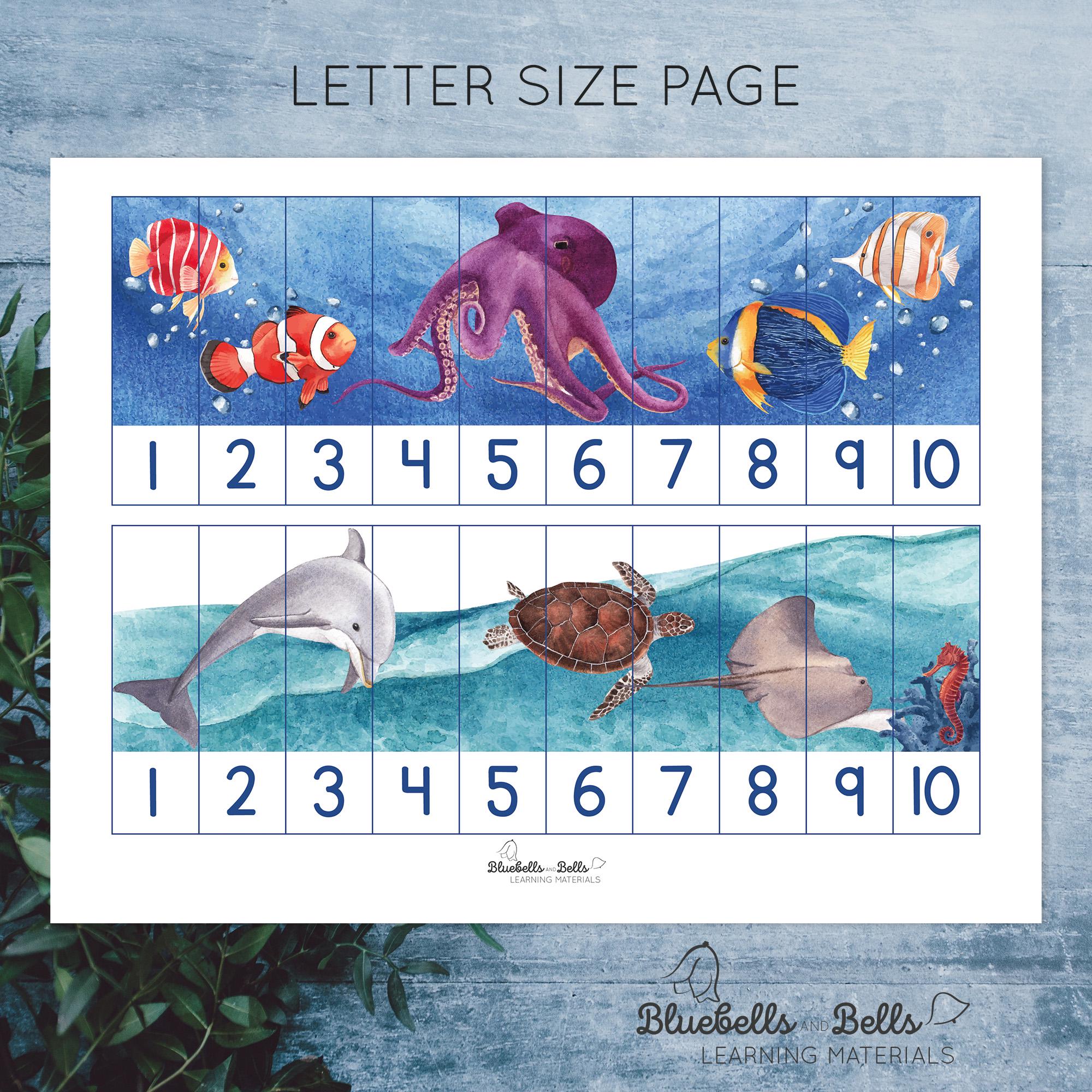 Ocean Printable Puzzle Number 1-10. Preschool Number Sequence Activity ...
