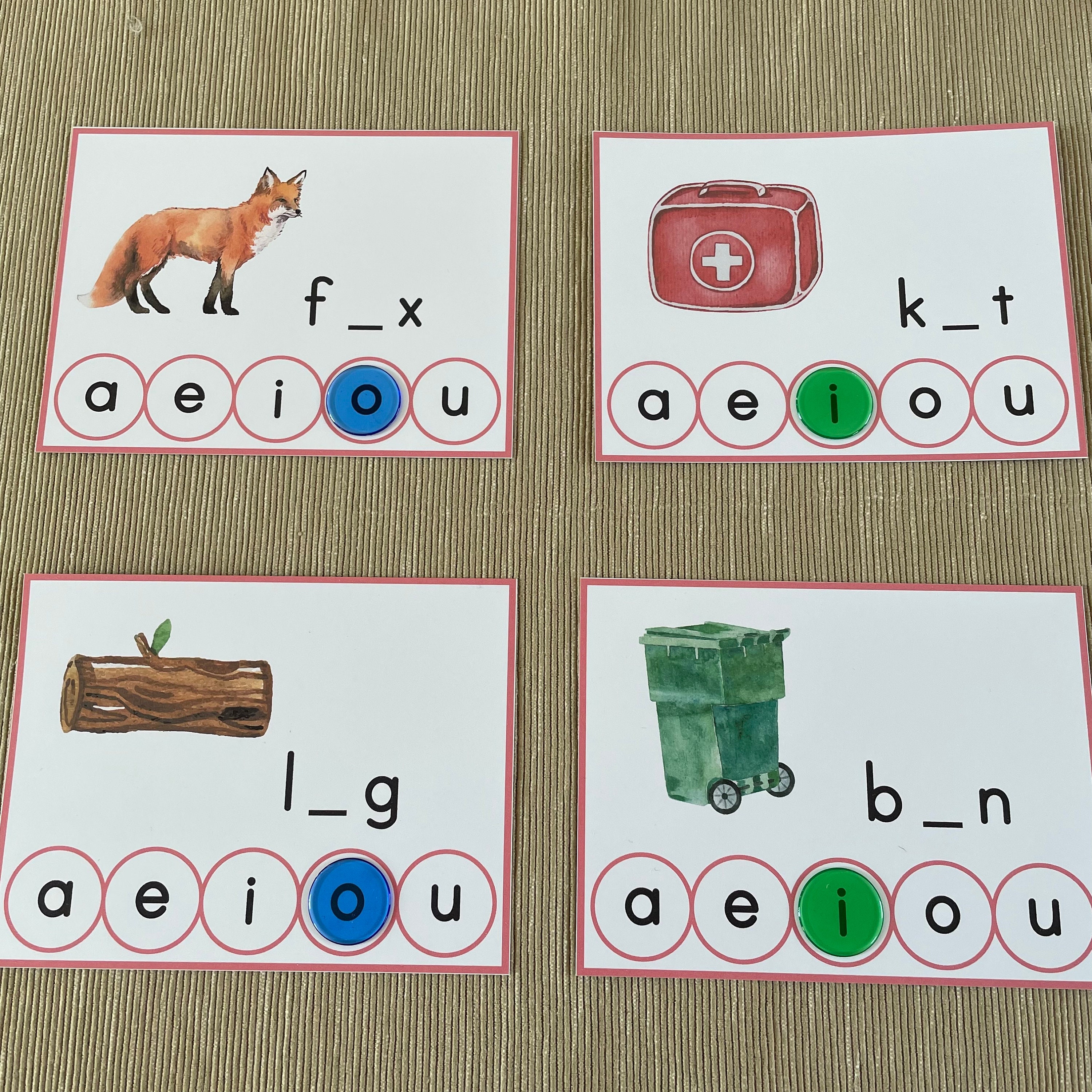 Montessori Phonics Printable CVC Word Clip Cards Middle Sound. Pre ...