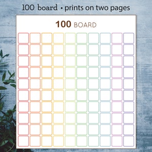 Hundreds Chart and Printable Hundred Board. Count to 100 Activity for ...