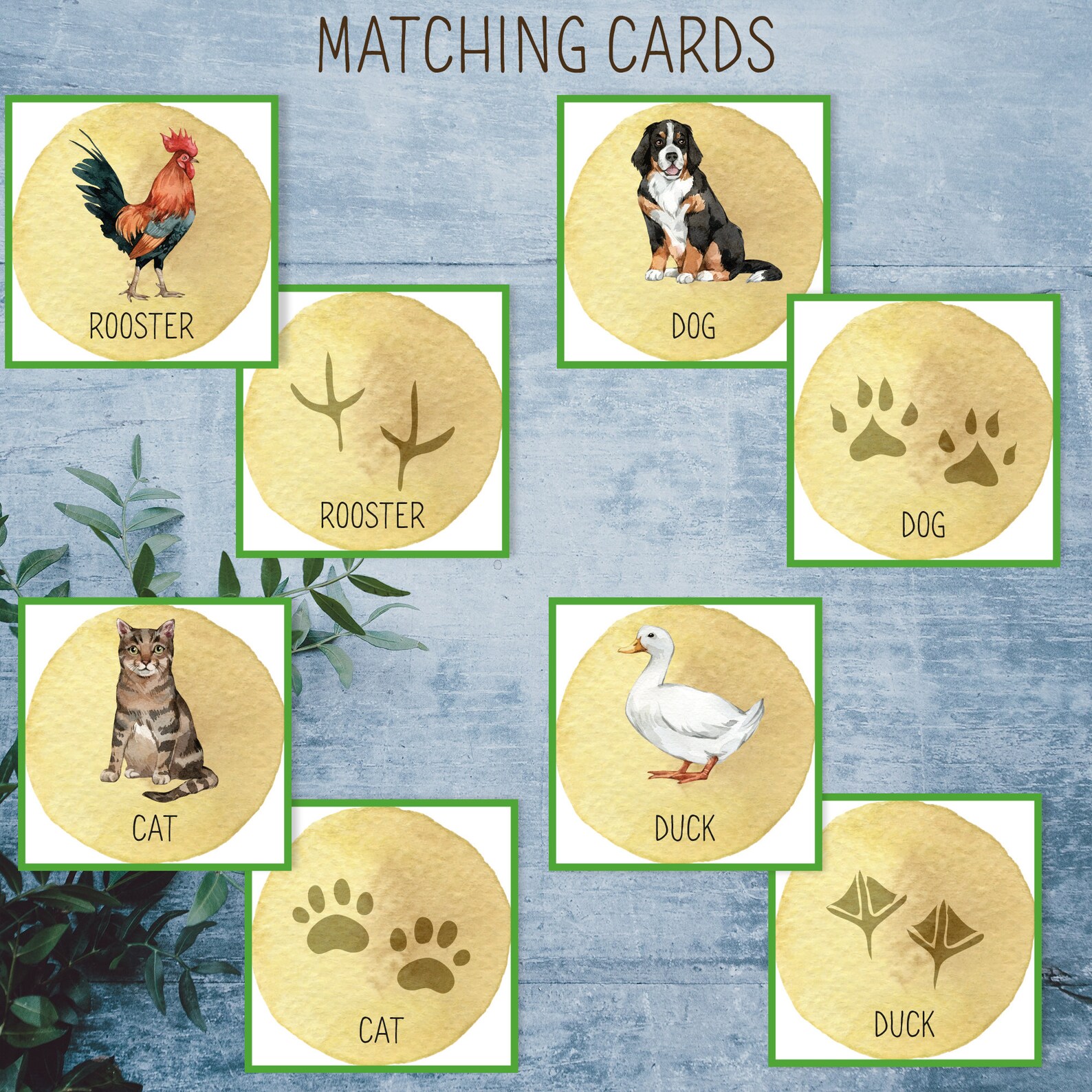 Farm Animal Tracks Flashcards. Montessori Spring Printable. Etsy