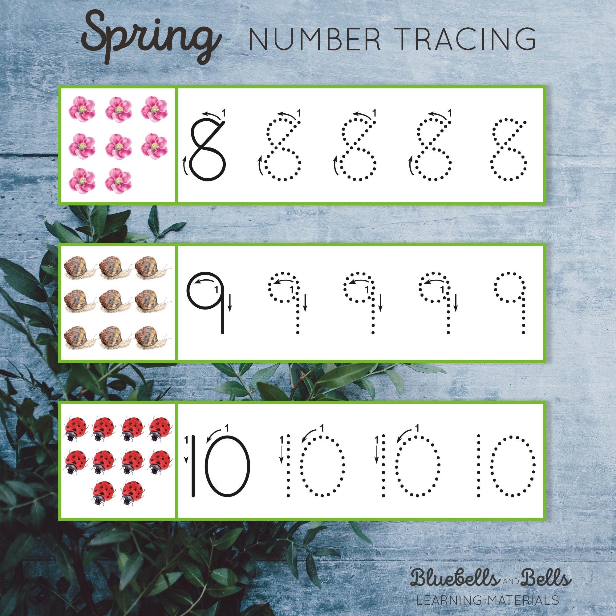 Spring Printable Number Tracing Strips. Spring Preschool and ...