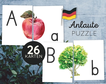 Alphabet Karten Puzzle. Kleinkind Spiel Anlaute erkennen.