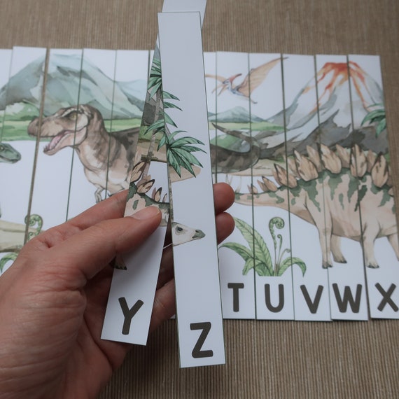 Printable Dinosaur Alphabet Sequencing Puzzle - Artsy Craftsy Mom