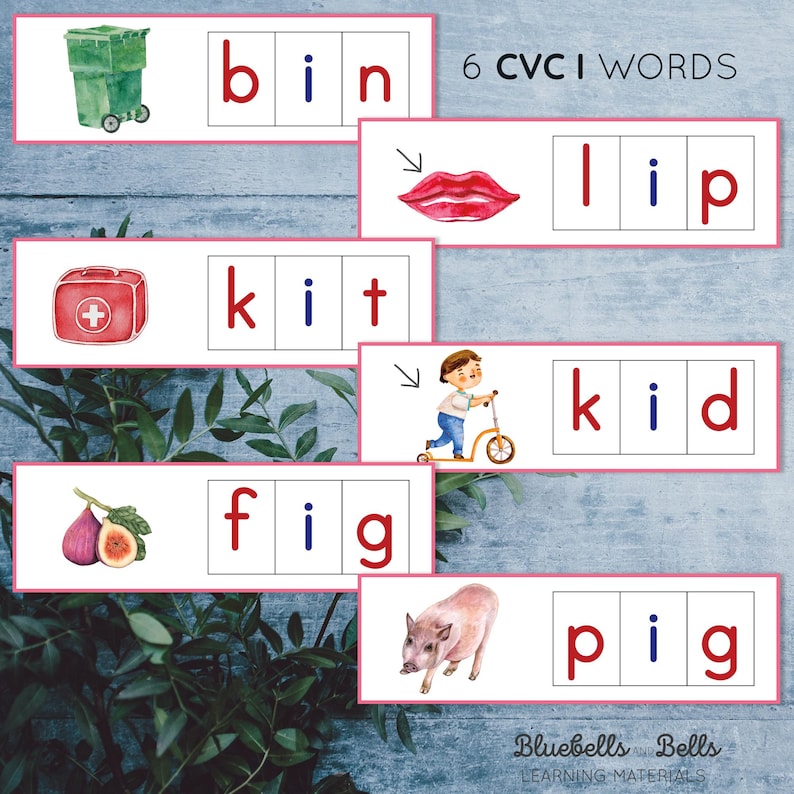 Montessori Printable Moveable Alphabet and CVC Word Matching Cards ...