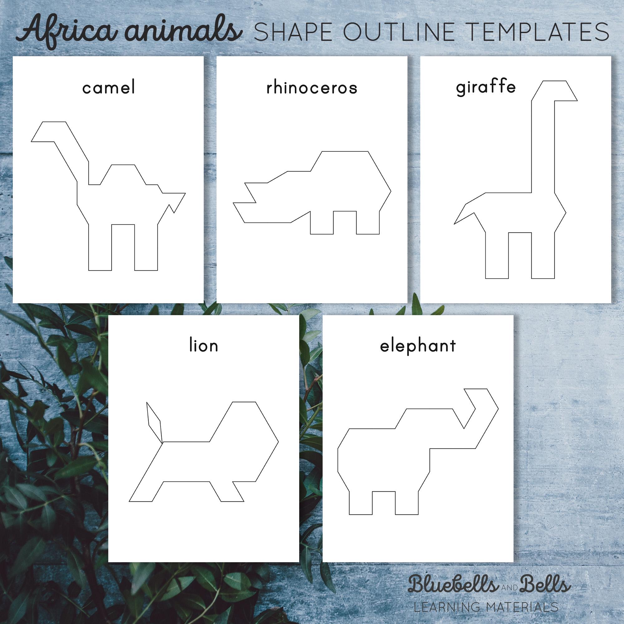 Africa Animals Pattern Blocks Templates. Wild Animals Toddler Activity ...