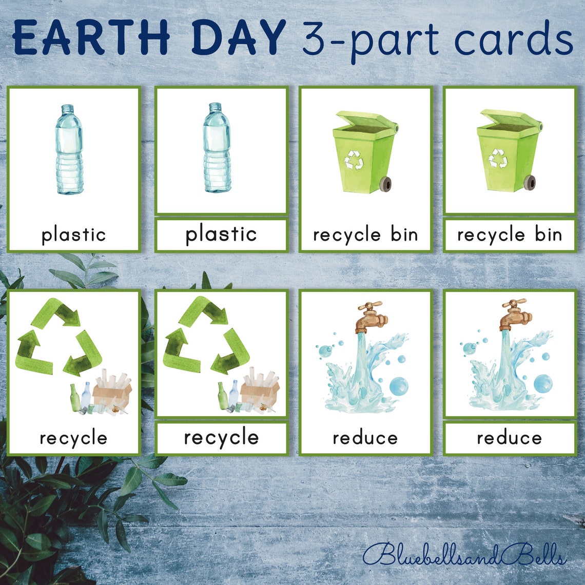 Earth Day Montessori 3 Part Cards. Ecology Vocabulary Cards. | Etsy