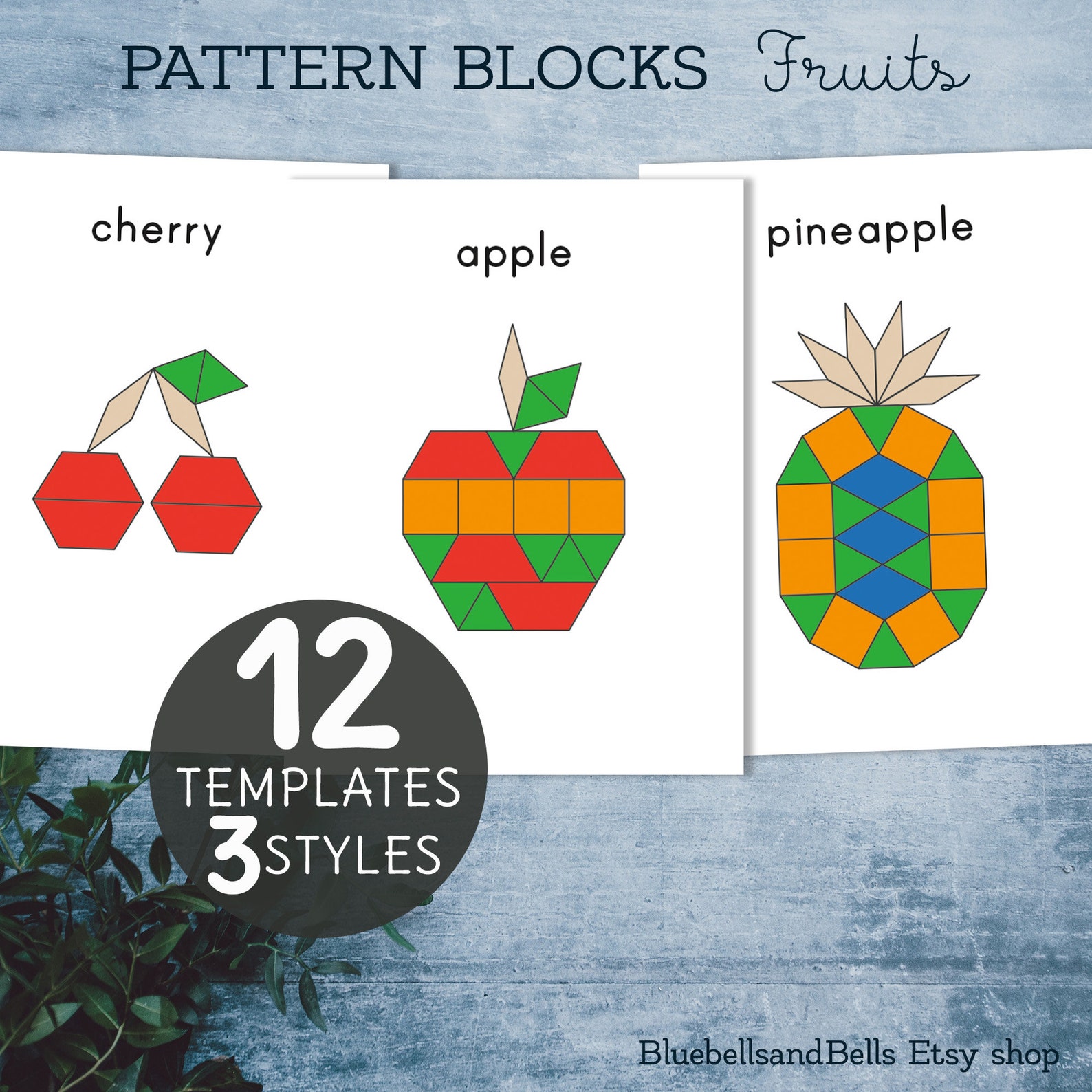 Fruits Pattern Blocks Templates Toddler Shape Matching Etsy Fruits Pattern Blocks Templates Toddler Shape Matching Etsy