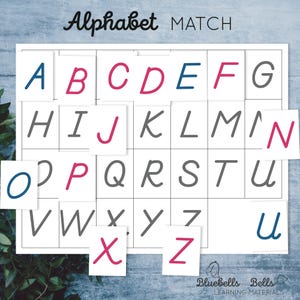 Rompecabezas imprimible del alfabeto Montessori. Actividad de emparejamiento de letras.
