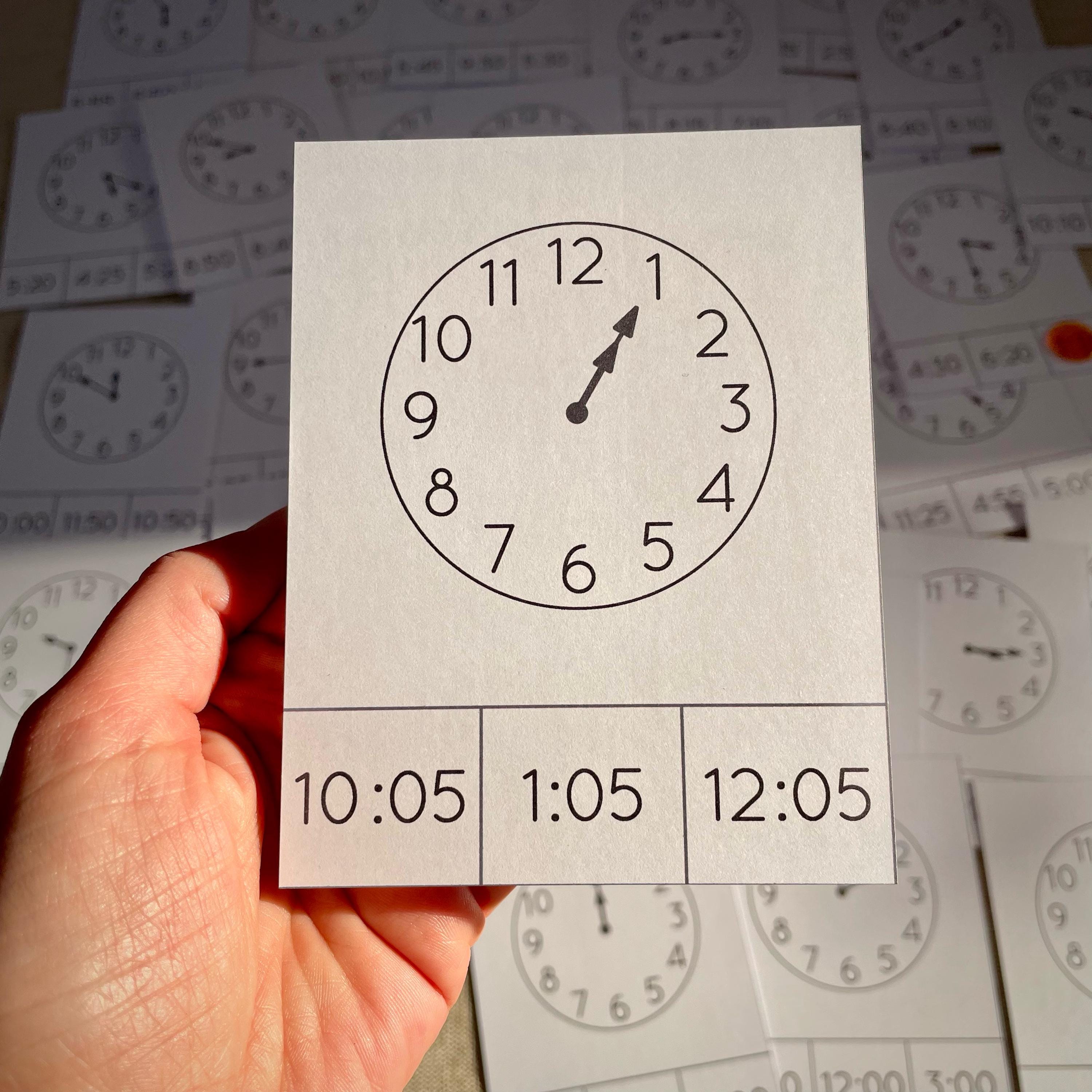 Telling Time Worksheets Clip Cards. Clock Printable Activities. - Etsy
