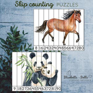 Skip counting puzzles numbers 2-12. Montessori math printable. image 6