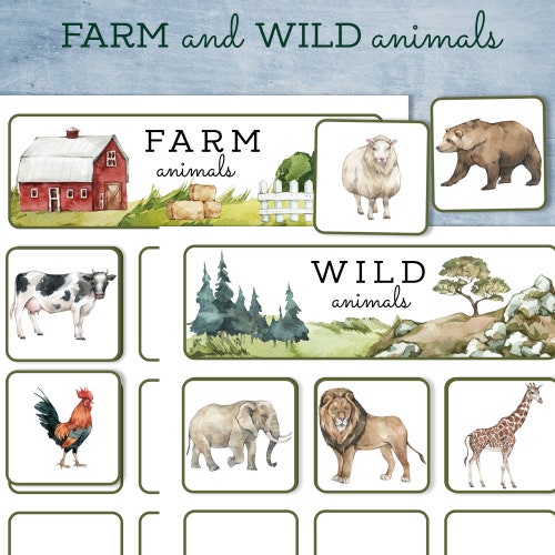 Animal Sorting Activity Farm and Wild. Montessori Toddler and - Etsy Animal Sorting Activity Farm and Wild. Montessori Toddler and - Etsy