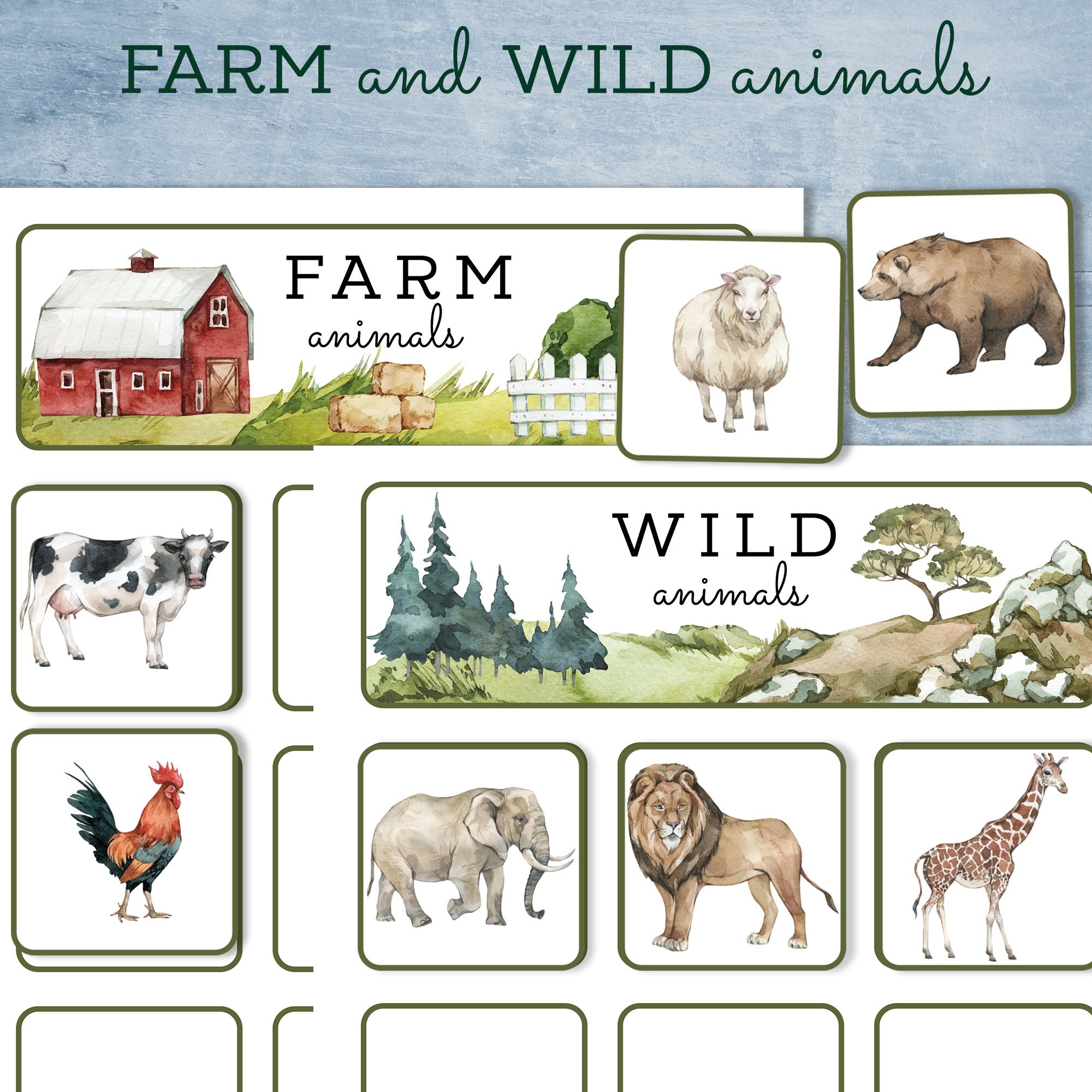 Animal Sorting Activity Farm and Wild. Montessori Toddler and - Etsy Animal Sorting Activity Farm and Wild. Montessori Toddler and - Etsy