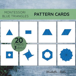 Montessori Blue Triangles Pattern Cards: Geometry Printable Activity (Digital Download)