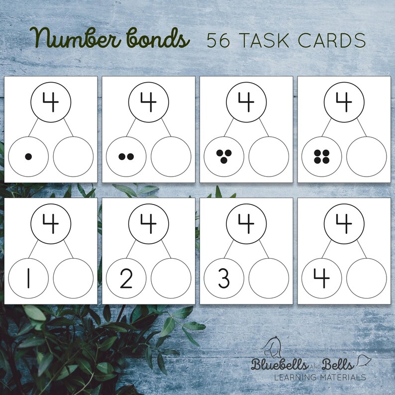 Number bonds flash cards and task cards. Math printable for kindergarten and 1st grade. image 8