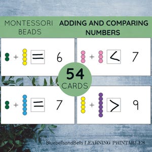 Montessori bead bars Comparing numbers with Addition equation.