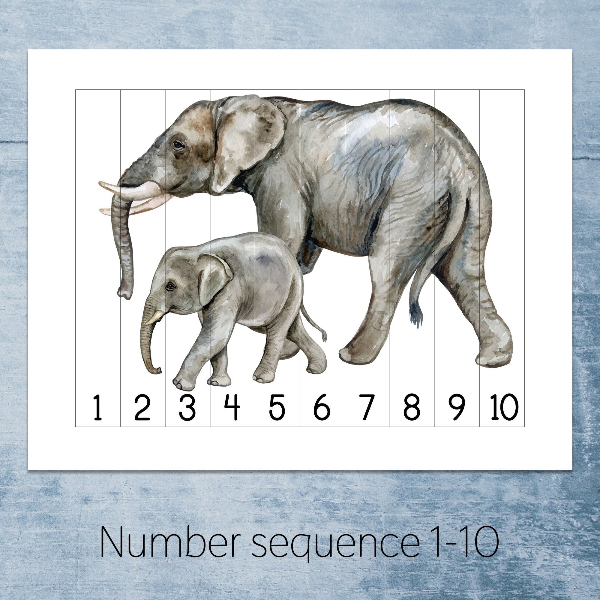 Africa Animal Number Sequence 110 puzzles. Preschool Etsy 日本