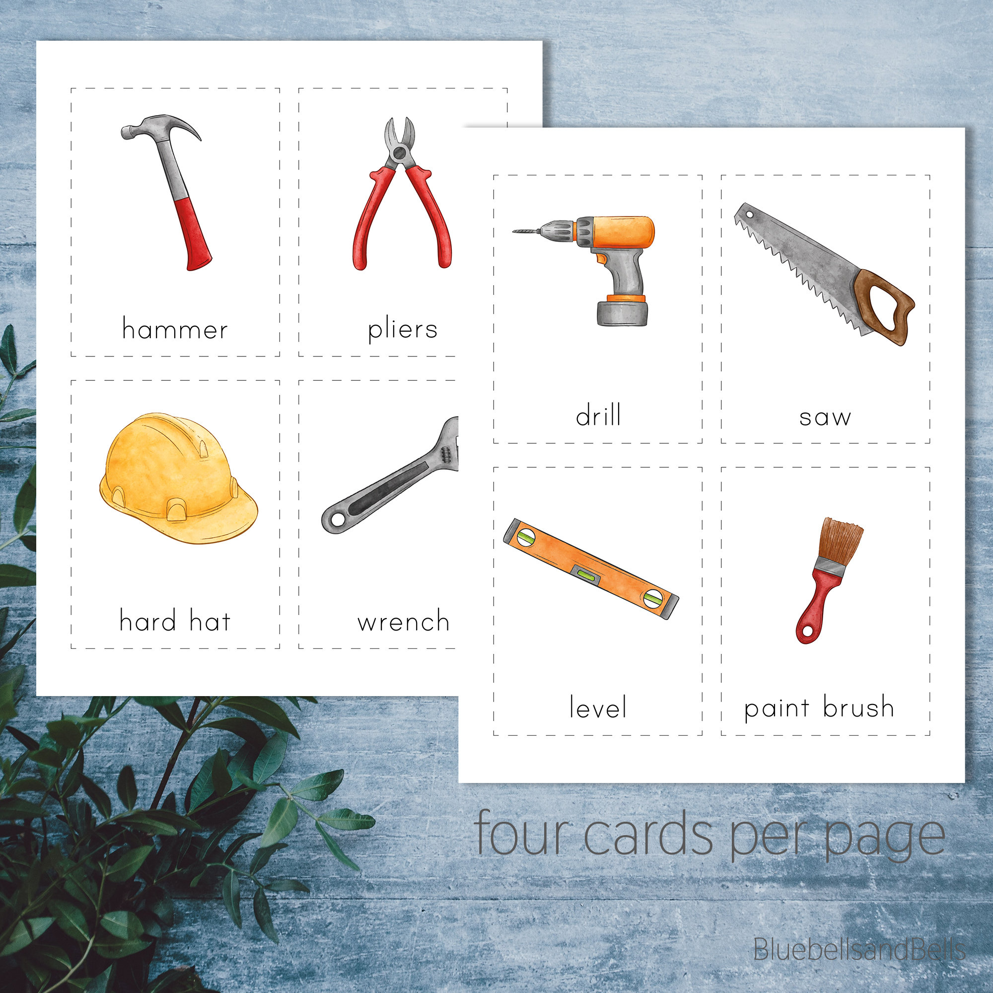 Tools printable flashcards. Toddler Montessori printable. Etsy