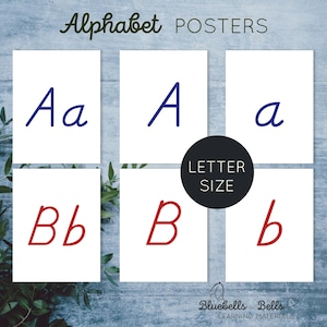 Montessori Alphabet posters D'Nealian font letter size.
