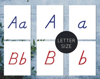 Montessori Alphabet posters D'Nealian font letter size.