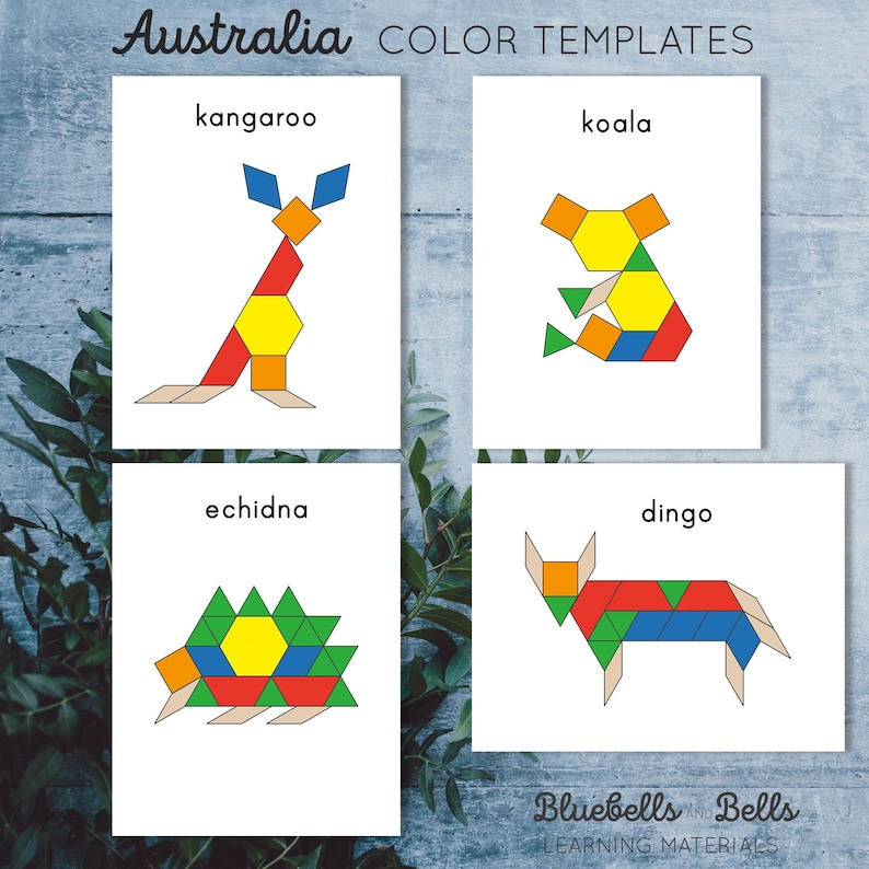 Australia Animals Pattern Blocks Templates. Preschool and Kindergarten ...