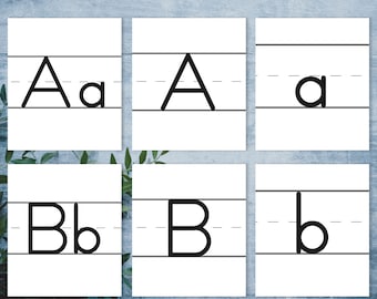 Alphabet cards Lined. Simple Montessori letter cards.