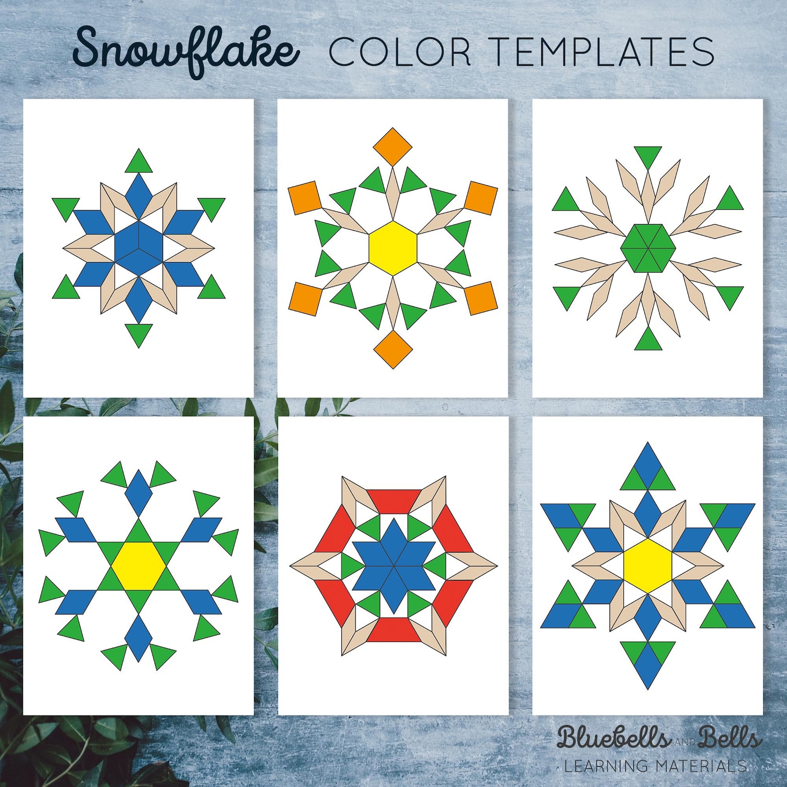 Snowflake Pattern Blocks Templates. Winter Preschool and Kindergarten ...