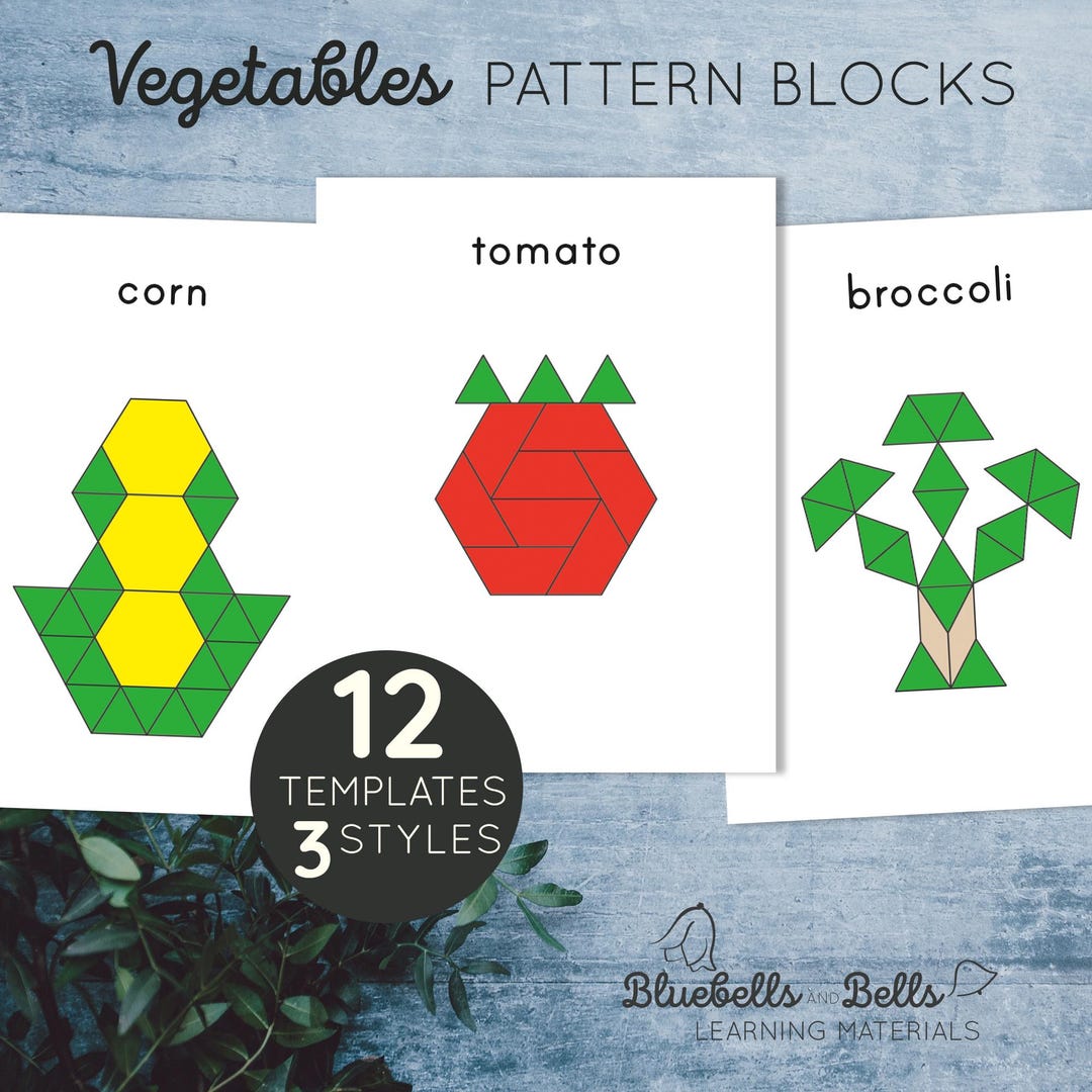 Vegetables Pattern Blocks Templates - Etsy