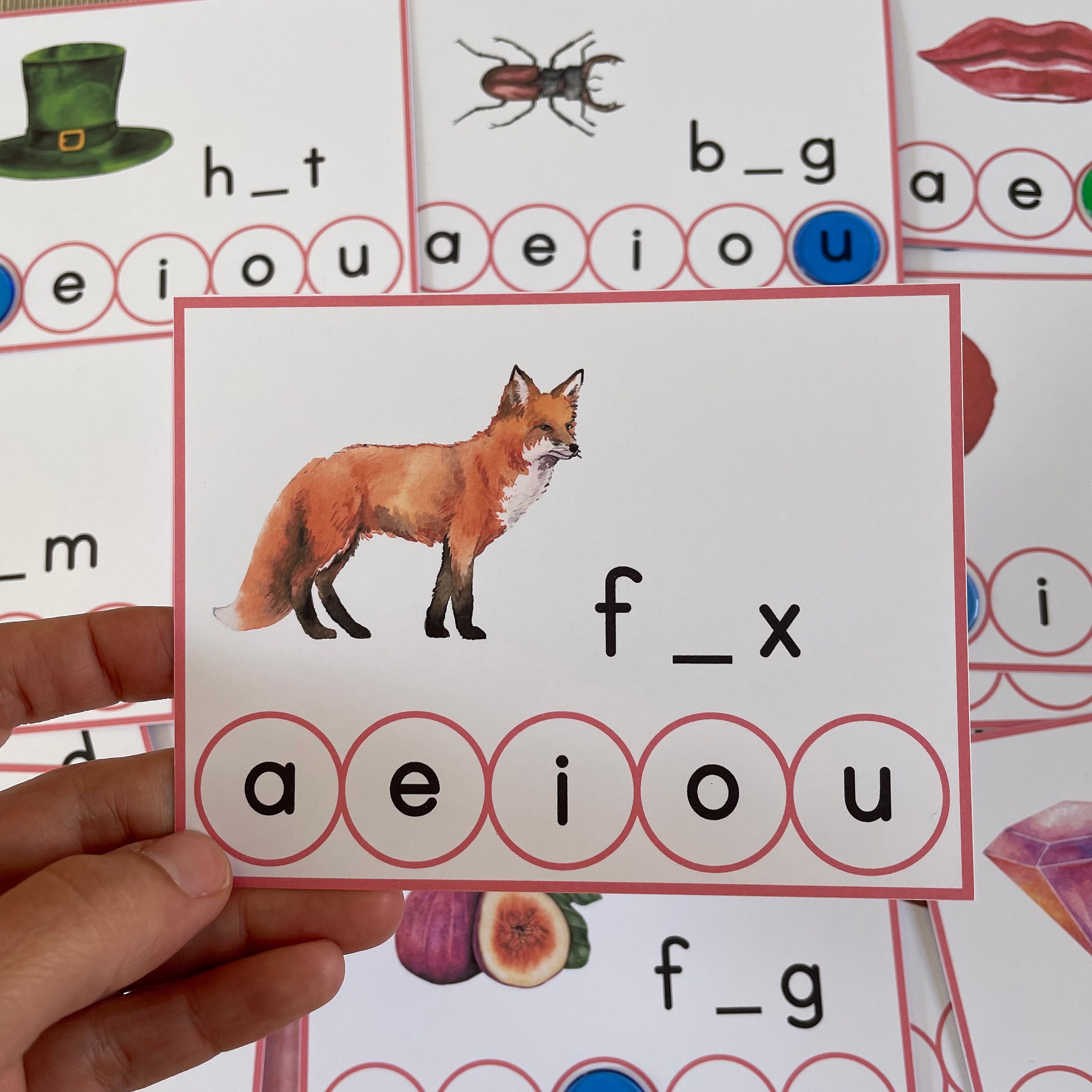 Montessori Phonics Printable CVC Word Clip Cards Middle Sound. Pre ...