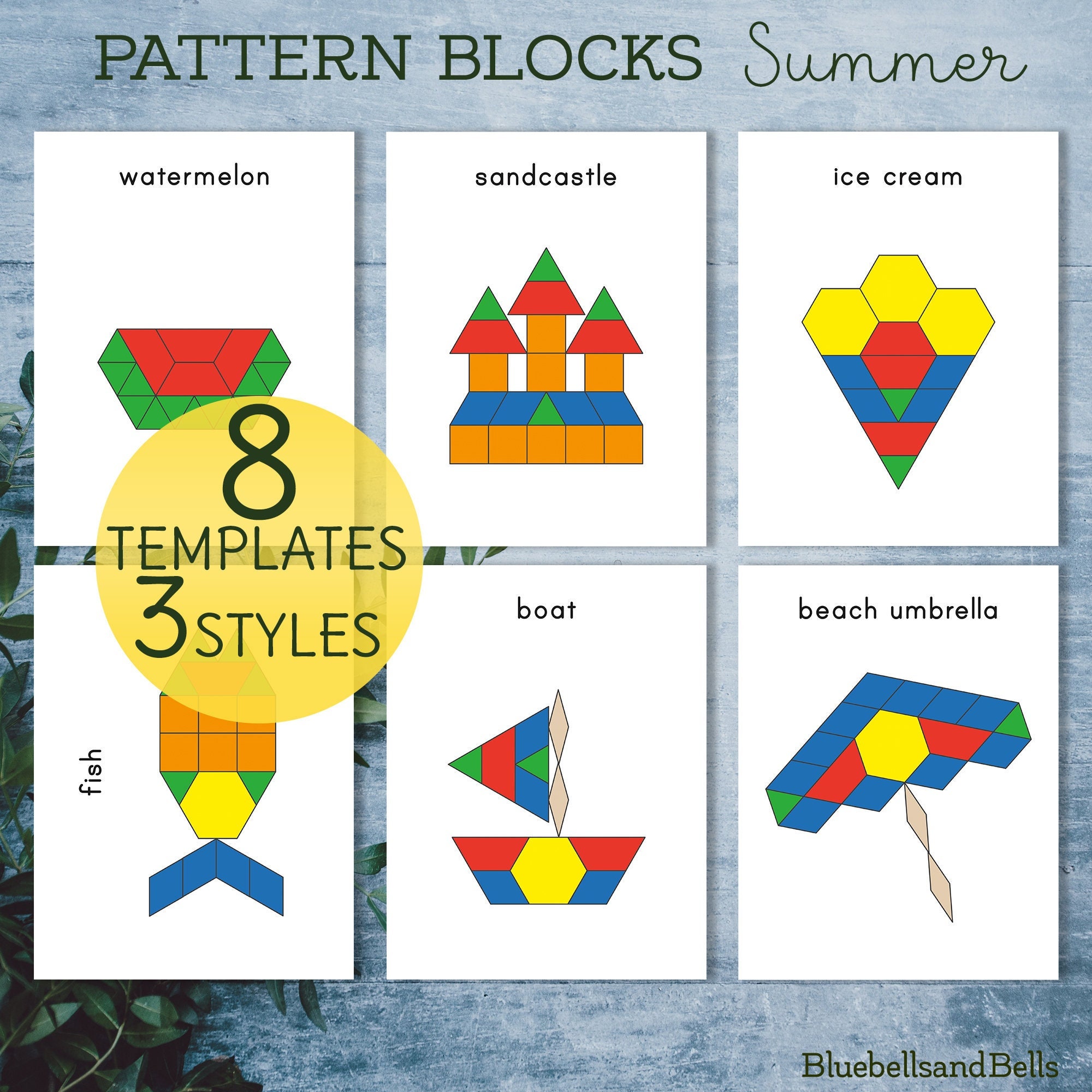 summer-pattern-blocks-templates-summer-printable-preschool-and-kindergarten-activity-etsy