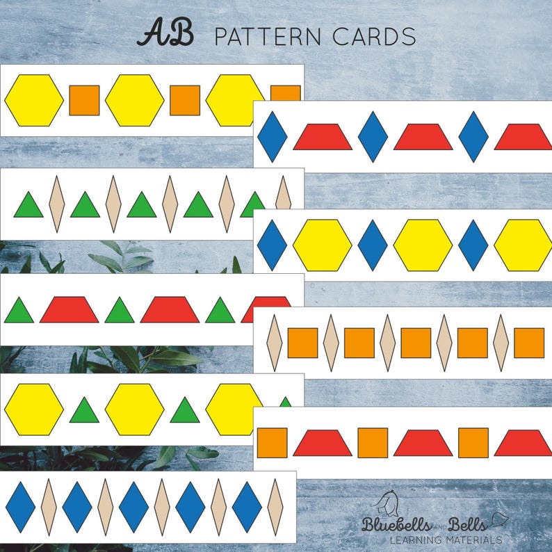 Math Patterns With Pattern Blocks for Preschool and Kindergarten. - Etsy
